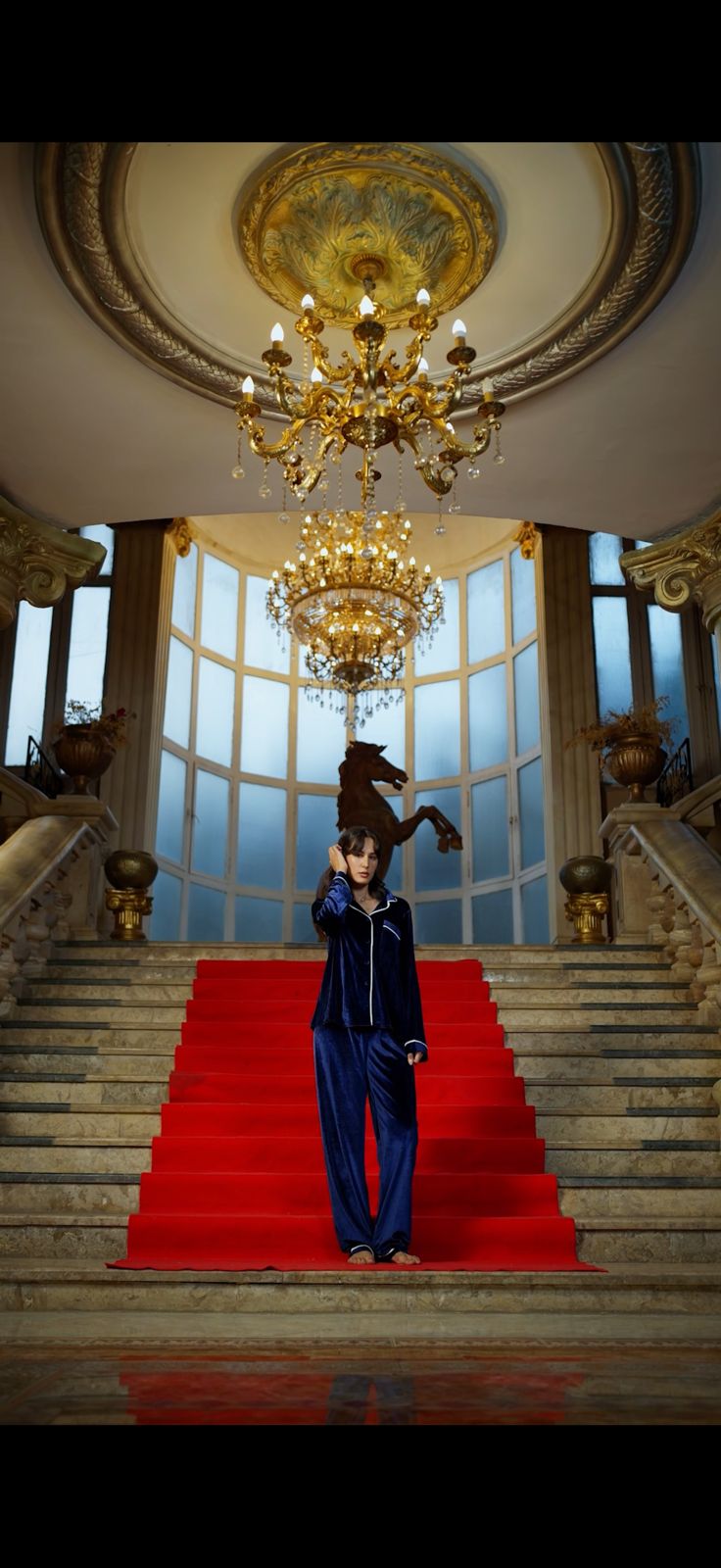 Navy blue Velvet pj