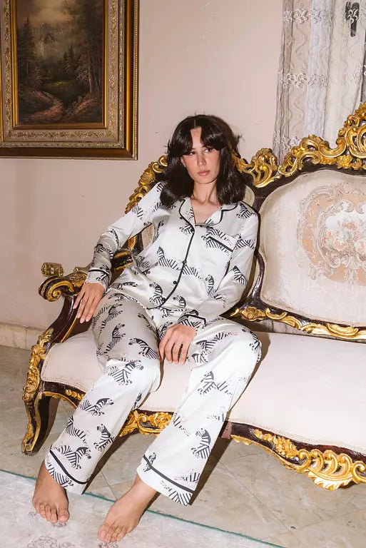 Zebra Printed PJ in off white