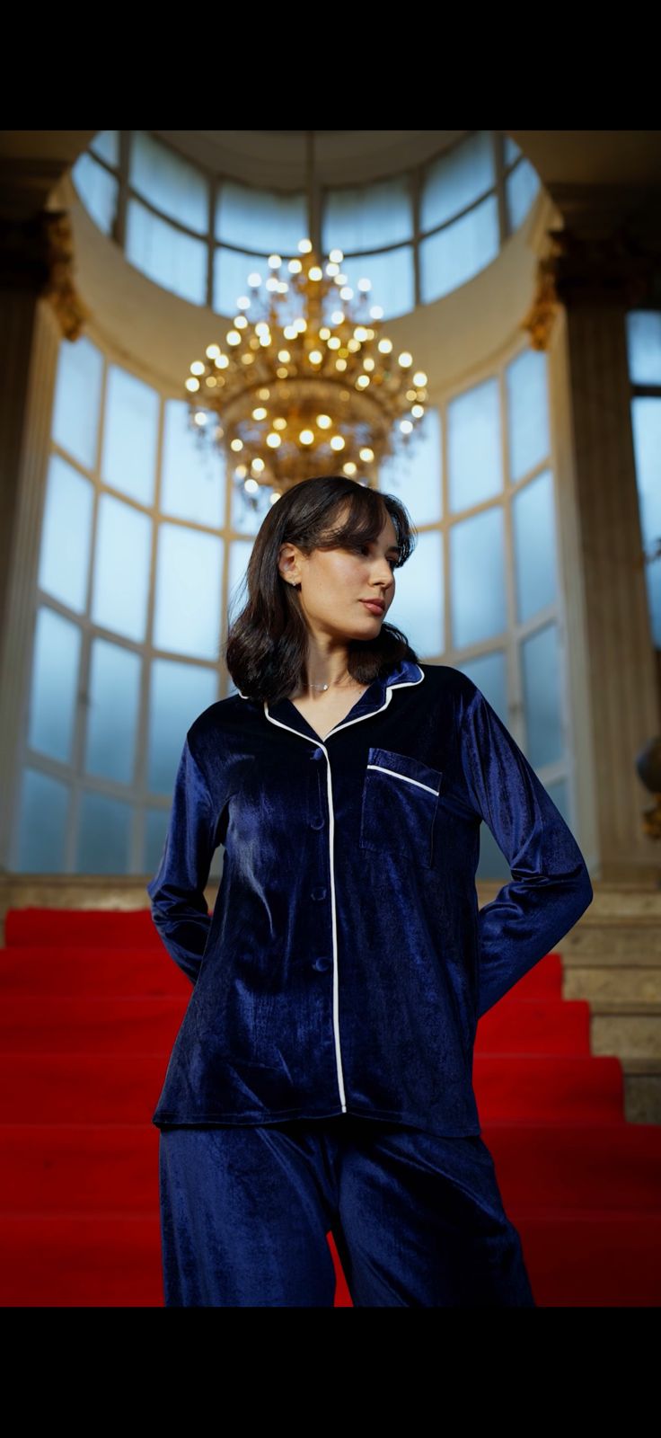 Navy blue Velvet pj