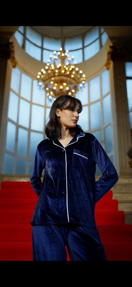 Navy blue Velvet pj