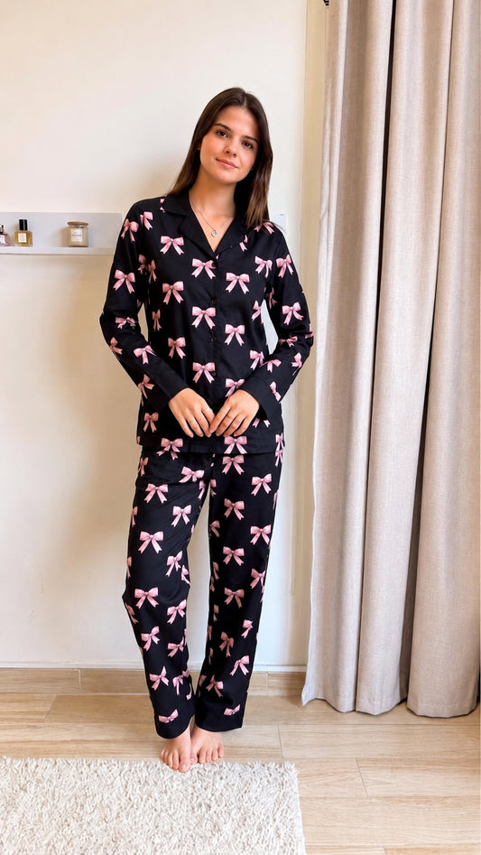 Black bows PJ cotton
