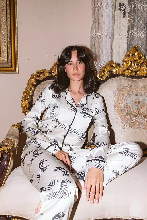 Zebra Printed PJ in off white