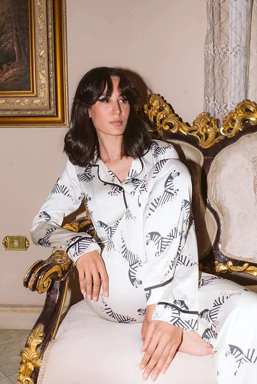 Zebra Printed PJ in off white